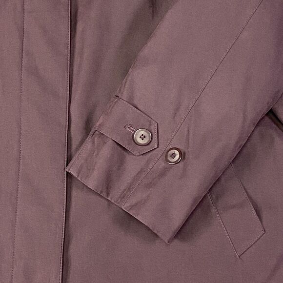 London Fog Size 14 Petite Burgundy Trench Rain Coat Long Zip Out Lining - Picture 6 of 16